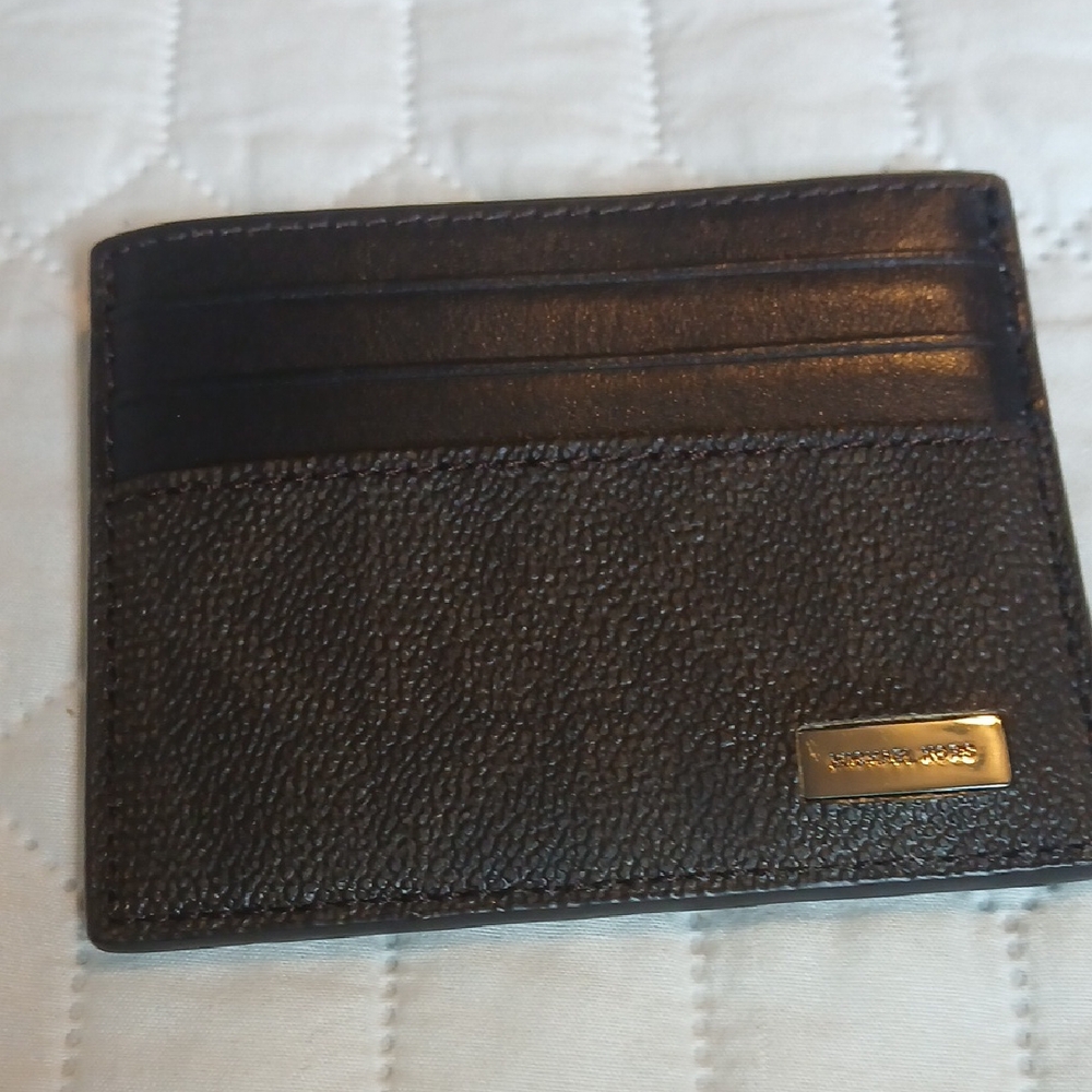 Michael Kors Brown Leather Key Card Holder